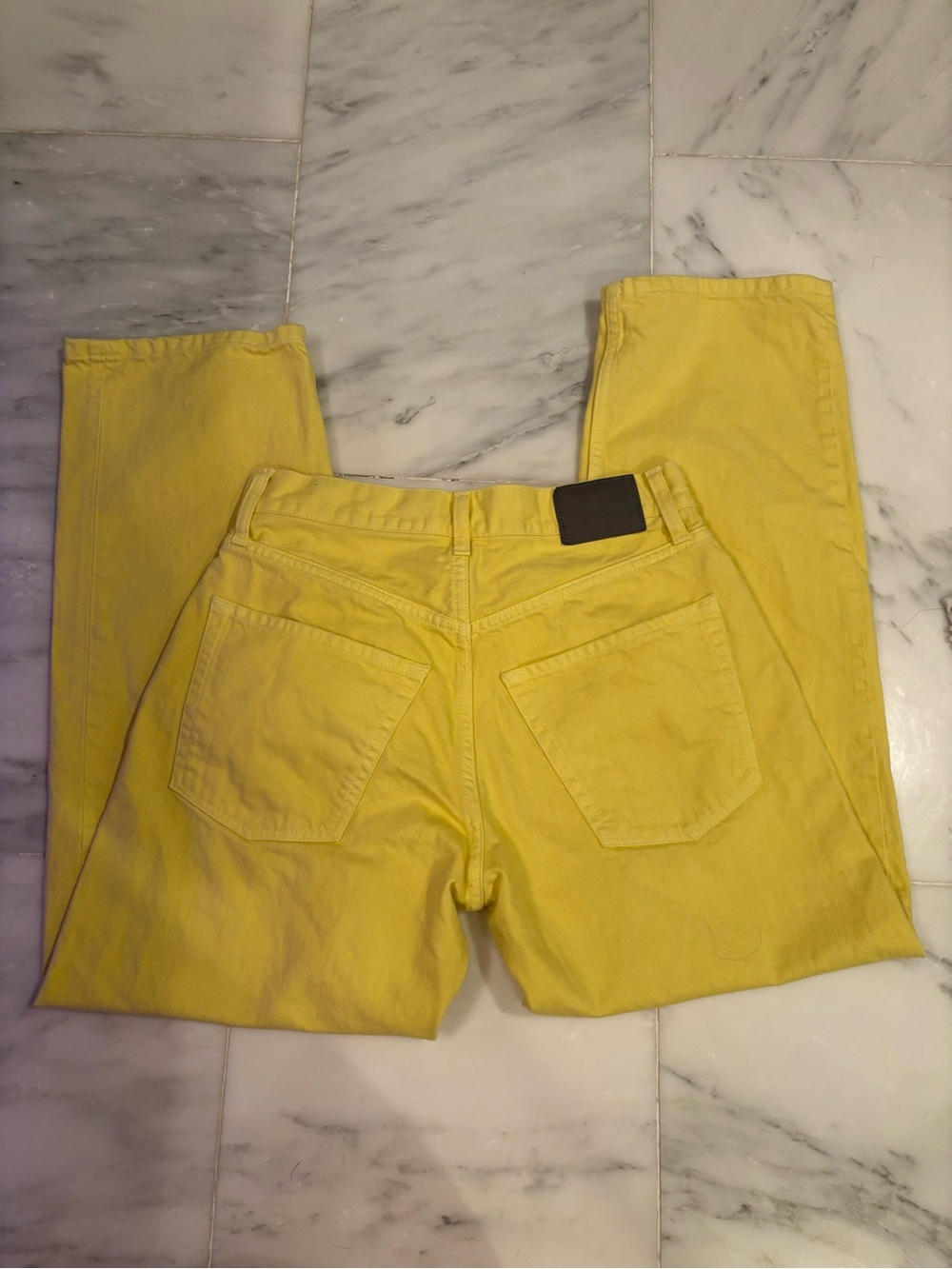 6397 high rise straight leg jeans in yellow